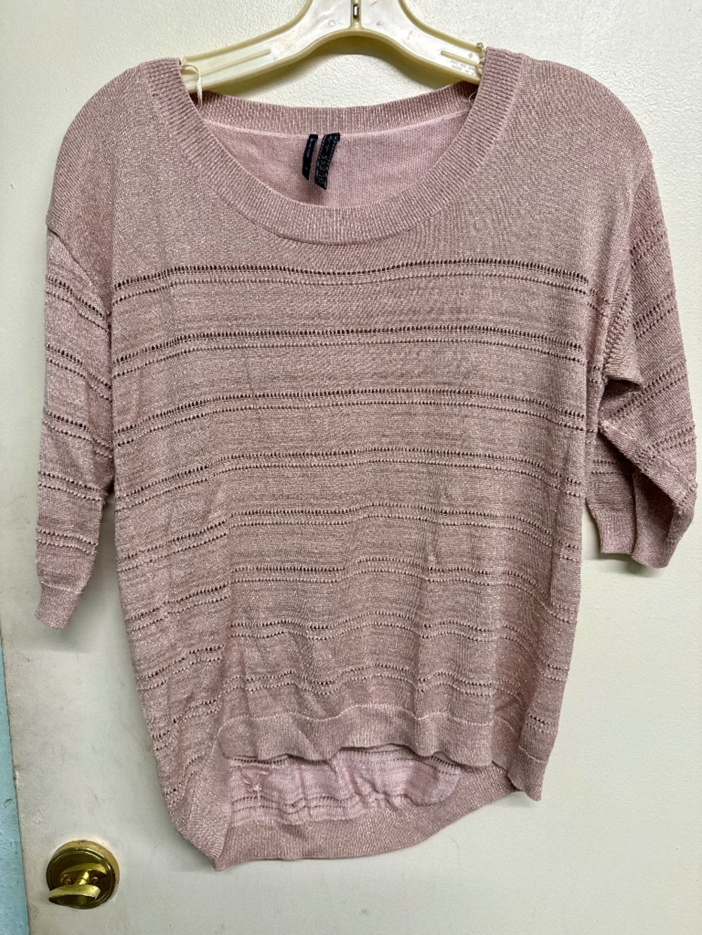 GUESS Dusty Rose 3/4 Sleeve Sparkle Top